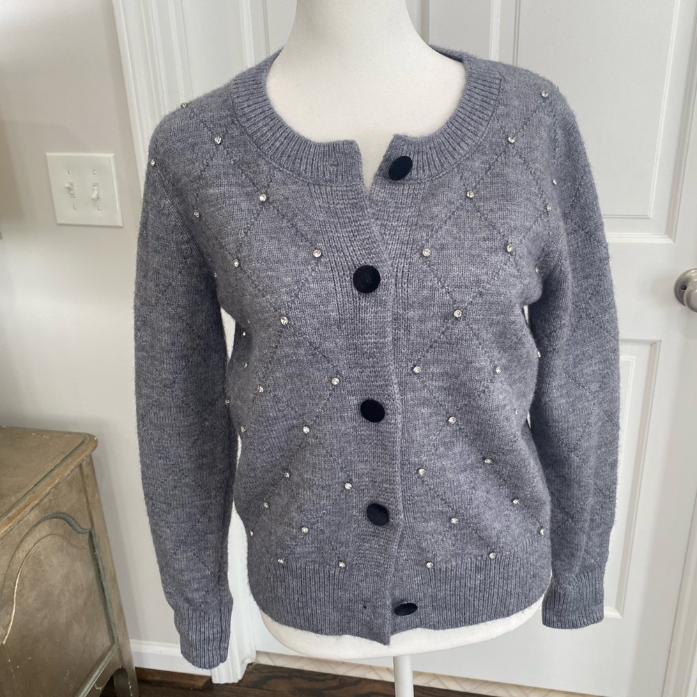 Nanette Leopore Gray Sparkle -Embellished Women's Sweater Size XS